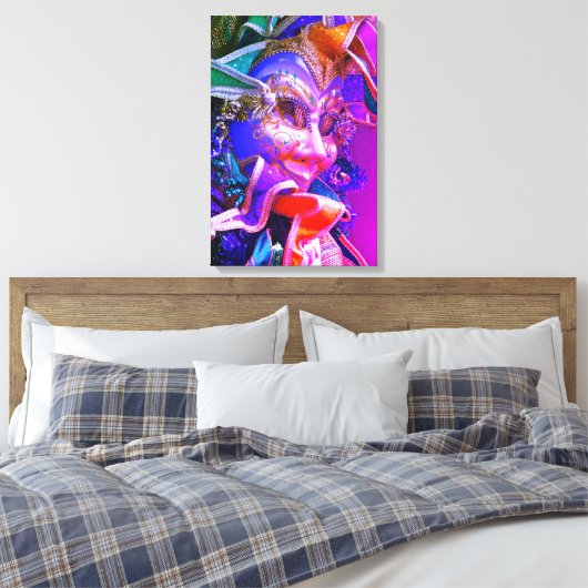 Paars Mardi Gras Masker Canvas Afdruk (Insitu (Slaapkamer))