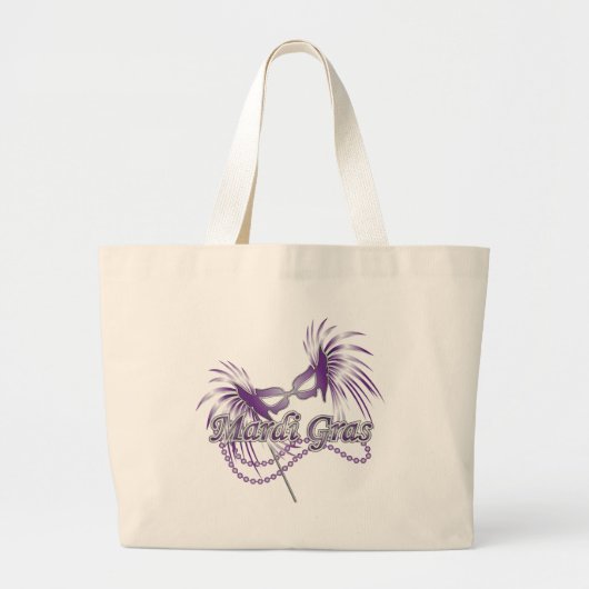 Paars Mardi Gras Masker Grote Tote Bag (Voorkant)