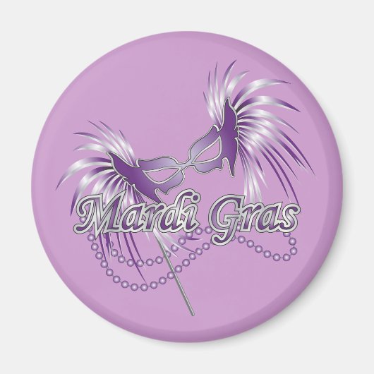 Paars Mardi Gras Masker Magneet (Voorkant)