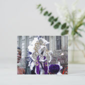 Paars Mardis Gras Zulu King Briefkaart (Staand voorkant)