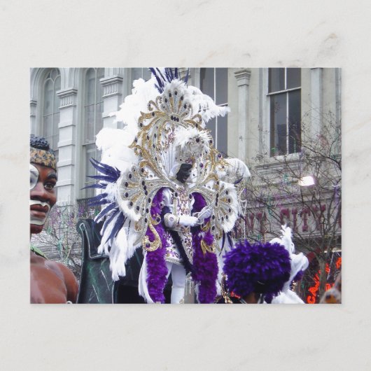 Paars Mardis Gras Zulu King Briefkaart (Voorkant)