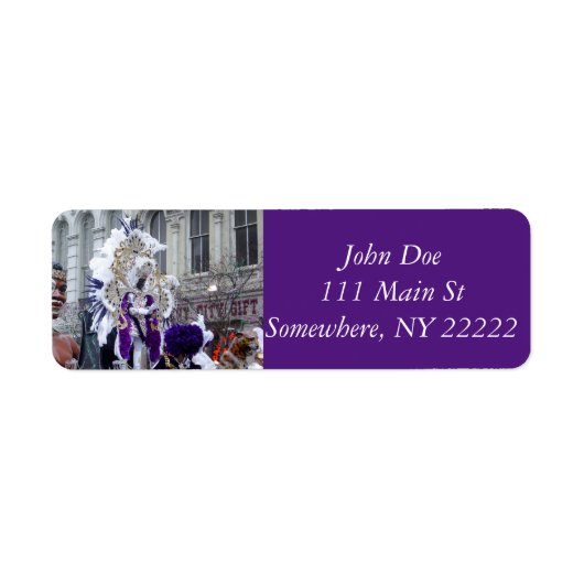 Paars Mardis Gras Zulu King Etiket (Voorkant)