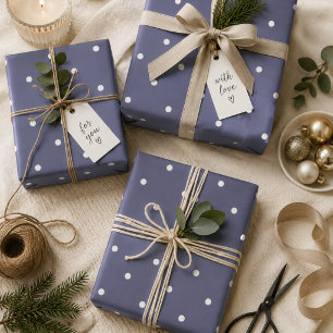 Paars Marineblauw Stippen Cadeaupapier