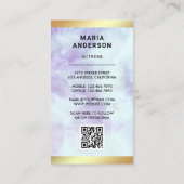 Paars marmer Gold Model Actress QR Code Foto Visitekaartje (Achterkant)
