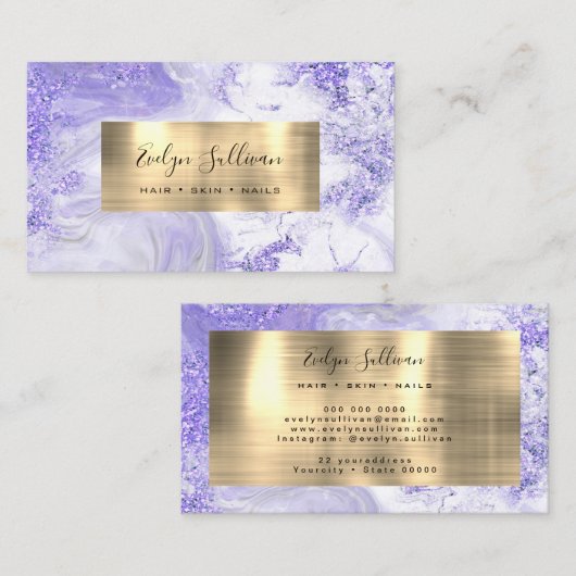 Paars marmer Gold Visitekaartje (Voorkant / Achterkant)