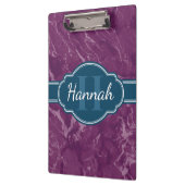 Paars marmer Pattern Blauwgroen Monogram Klembord (Links)