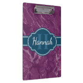 Paars marmer Pattern Blauwgroen Monogram Klembord (Rechts)