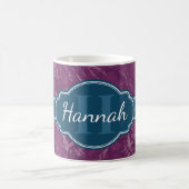 Paars marmer Pattern Blauwgroen Monogram Koffiemok (Center)