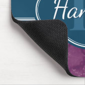 Paars marmer Pattern Blauwgroen Monogram Muismat (Hoek)