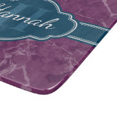Paars marmer Pattern Blauwgroen Monogram Snijplank (Hoek)