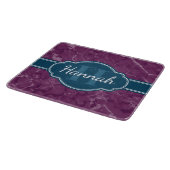 Paars marmer Pattern Blauwgroen Monogram Snijplank (Hoek)