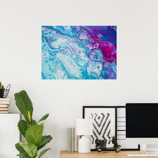 Paars marmer Poster (Thuiskantoor)