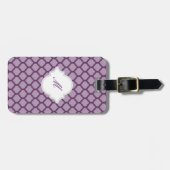 Paars Marokkaans Patroon met Monogram Bagagelabel (Voorkant horizontaal)
