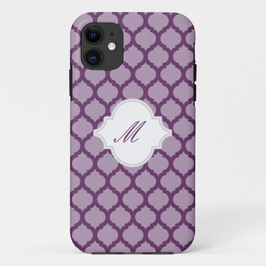 Paars Marokkaans Patroon met Monogram iPhone 5 Hoe Case-Mate iPhone Case (Achterkant)