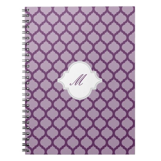 Paars Marokkaans patroon met monogram notebook Notitieboek (Voorkant)