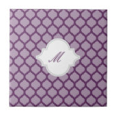 Paars Marokkaans Patroon met Monogram Tile Trivet Tegeltje (Voorkant)
