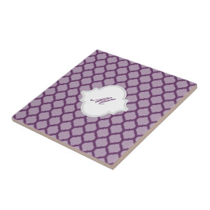 Paars Marokkaans Patroon met Monogram Tile Trivet Tegeltje
