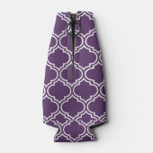 Paars Marokkaans Tegel Pattern Blauwgroen Monogram Flesjeskoeler (Achterkant)