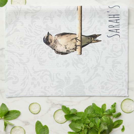  Paars Martin Douane Naam Bird Kitchen Towe Theedoek (Gevouwen)