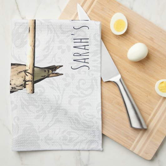  Paars Martin Douane Naam Bird Kitchen Towe Theedoek (Quarter Fold)