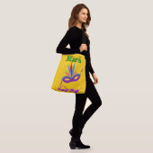 Paars Masker Mardi Gras Canvas tas (Op model)
