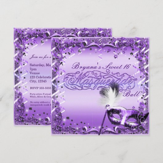 Paars Maskerade Masker Elegant Bal Feest Kaart (Voorkant / Achterkant)