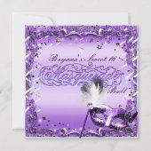 Paars Maskerade Masker Elegant Bal Feest Kaart (Voorkant)