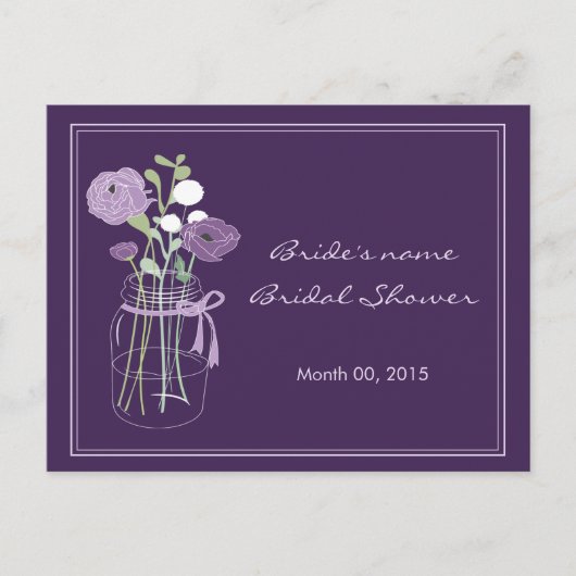 Paars Mason Jar Vrijgezellenfeest Advice Advieskaart (Voorkant)