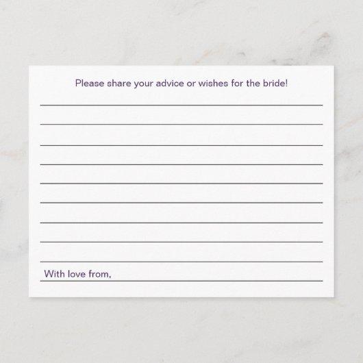 Paars Mason Jar Vrijgezellenfeest Advice Advieskaart (Achterkant)