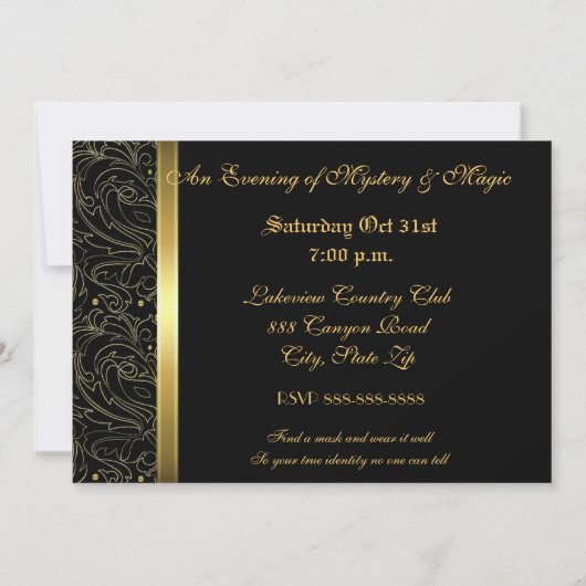 Paars Masquerade Ball Halloween Uitnodiging (Achterkant)