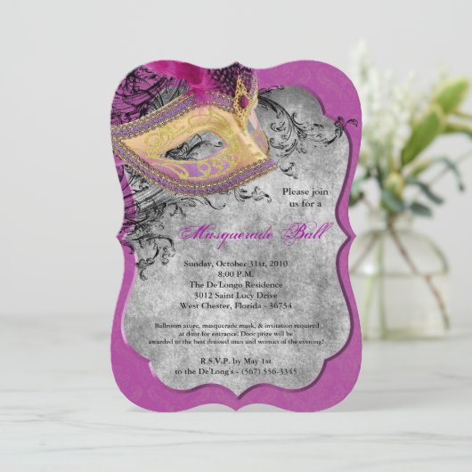 Paars Masquerade ballmaskerspel Costume Halloween  Kaart (Staand voorkant)