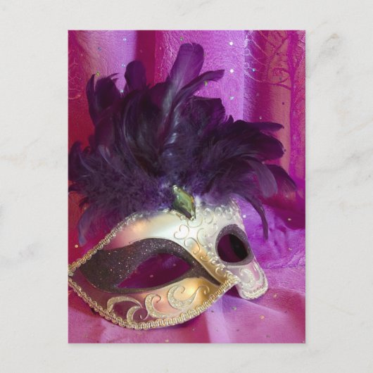 Paars Masquerade Masask Briefkaart (Voorkant)