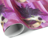 Paars Masquerade Masask Cadeaupapier (Rol Hoek)
