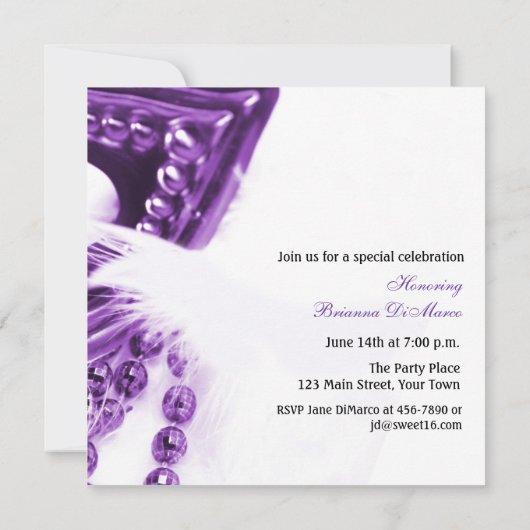 Paars Masquerade Masask Kaart (Achterkant)