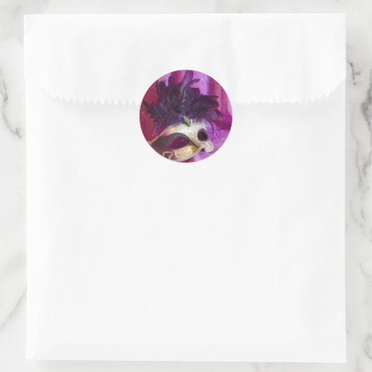 Paars Masquerade Masask Ronde Sticker (Tas)