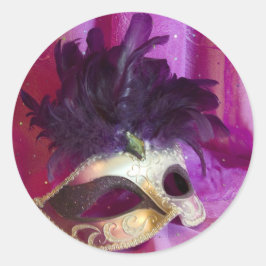 Paars Masquerade Masask Ronde Sticker