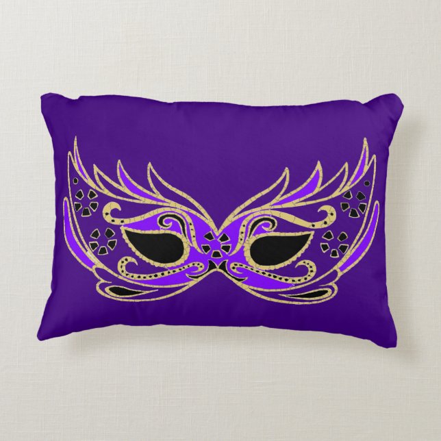 Paars Masquerade Masker Accent Kussen (Achterkant)