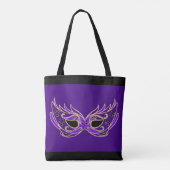 Paars Masquerade Masker Tote Bag (Achterkant)