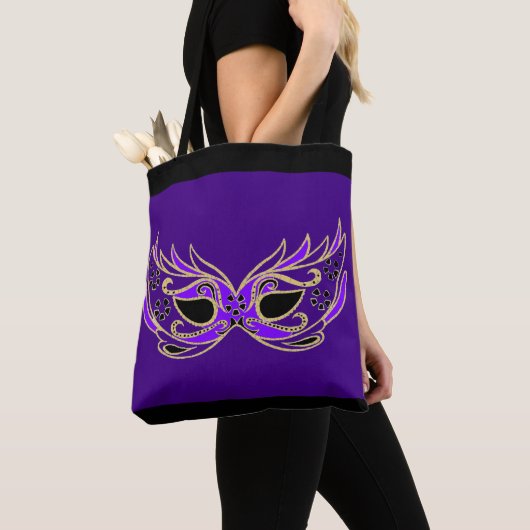 Paars Masquerade Masker Tote Bag (Dichtbij)