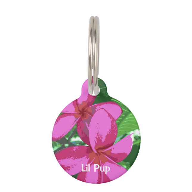 Paars Maui Plumeria Huisdierpenning (Voorkant)