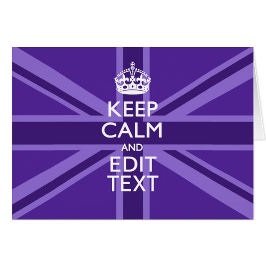 Paars Mauve Keep Calm En Jouw Tekst Union Jack (Voorkant Horizontaal)