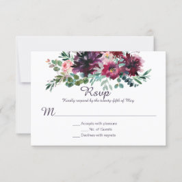 Paars Mauve Roze Pruim Rood Violet Groene Bevestig RSVP Kaartje