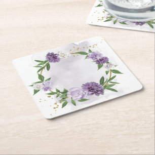 paars mauve witte bloemen kartonnen onderzetters