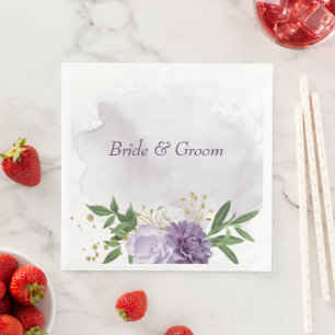 paars mauve witte bloemen servet