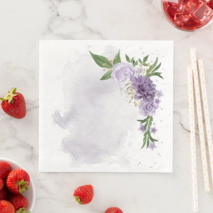paars mauve witte bloemen servet