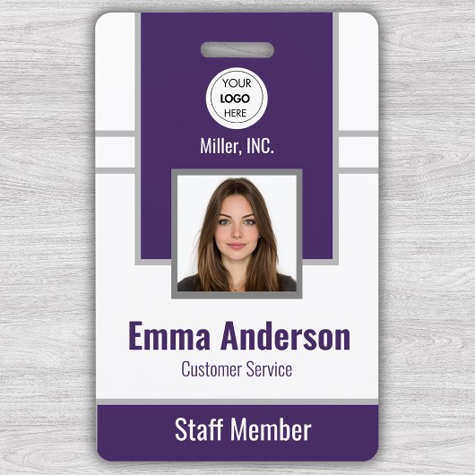 Paars | Medewerker Foto ID Bedrijfsbeveiliging Badge