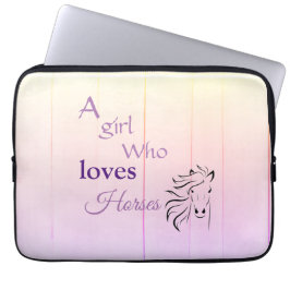 Paars meisje dat van paarden houdt laptop sleeve