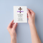 Paars meisje eerste heilige communie flyer (Hand)