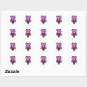 Paars meisje ronde sticker (Vel)