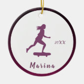 Paars meisje Skater Skater Kinder naam Cute &  Keramisch Ornament (Voorkant)